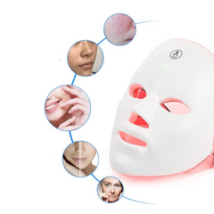 LED facial mask for skin care with red light therapy and before-after results