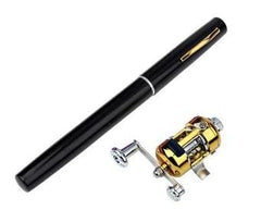 Black pen with gold accents and miniature gold fishing reel, unique gift idea for fishing lovers
