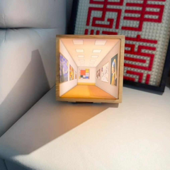 Wooden 3D art gallery night light with famous paintings, cozy home decor gift