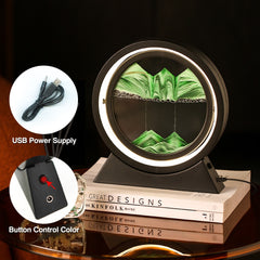 Green mountain sand art lamp with USB power and color control, perfect for home decor gifts