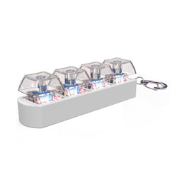 LED keychain with 4 clear crystal buttons, glowing rainbow lights, perfect gift for family or friends