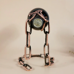 Copper chain wine bottle holder, stylish gift for home or entertaining