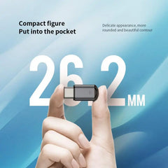 Compact 26.2mm USB adapter, pocket-sized tech gift with sleek rounded design