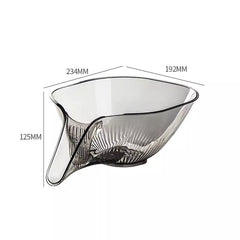 Clear glass serving bowl with fish design, 234mm x 192mm x 125mm, modern home decor gift