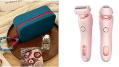 Pink electric shaver and epilator set with digital display, ideal for personal grooming gifts
