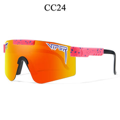 Viper CC24 sport sunglasses with orange gradient lens and pink speckled arms, ideal for outdoor activities