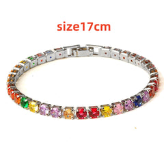 Rainbow crystal bracelet with colorful stones, 17cm size, perfect gift for women and girls