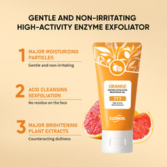 Orange enzyme exfoliating brightening gel with moisturizing particles and plant extracts for gentle facial care